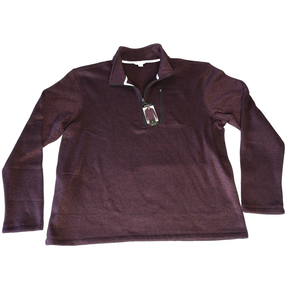 Eddie Bauer Men's Size XXL Sweater Maroon Fleece Pullover 1/4 Zip New With Tags